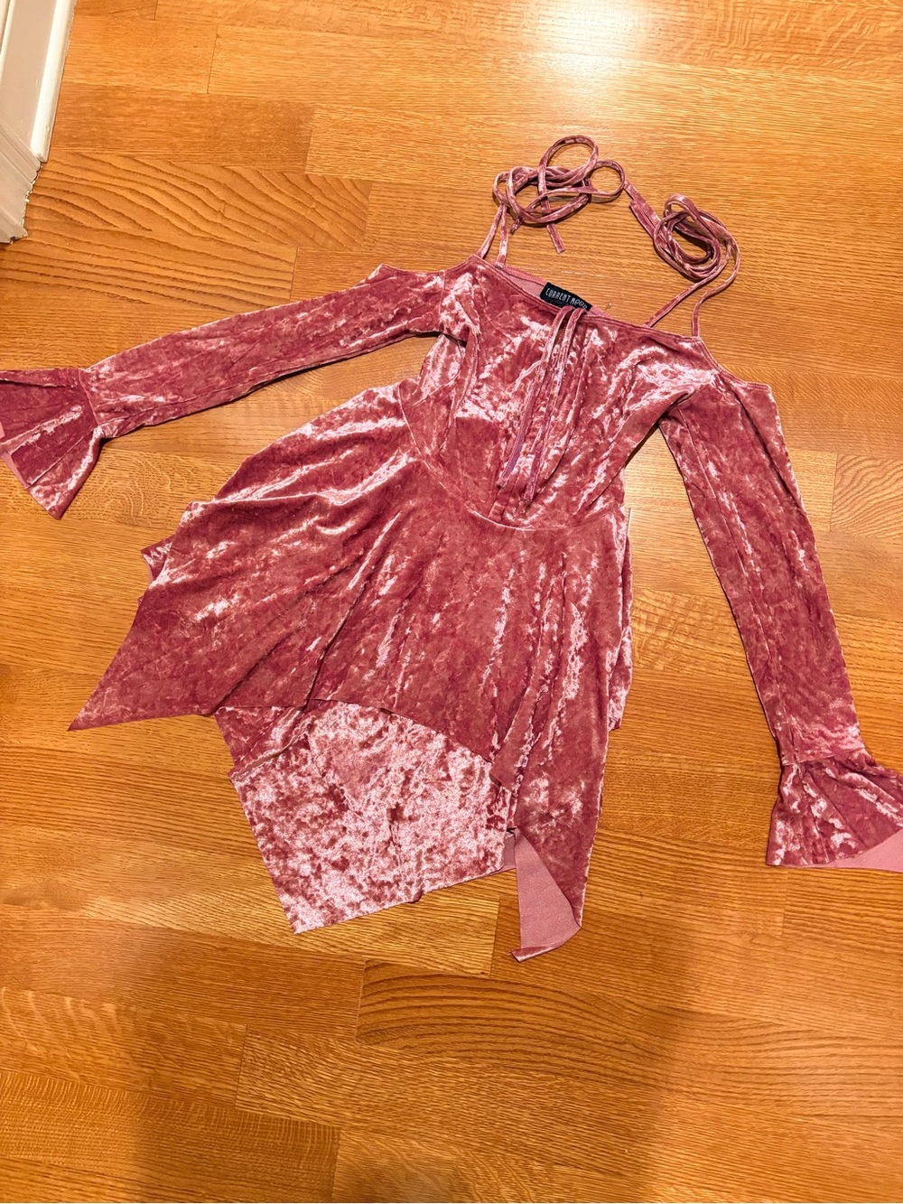 NWT Dolls Kill Current Mood F is for Fairies Handkerchief Dress Mauve Velvet XS - Picture 3 of 6